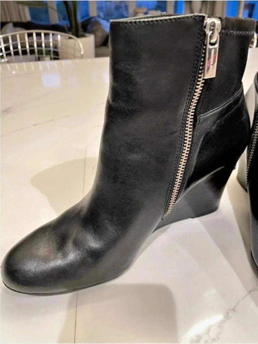 Michael Kors Bromley Black Zip Wedge Ankle Boots size 10
